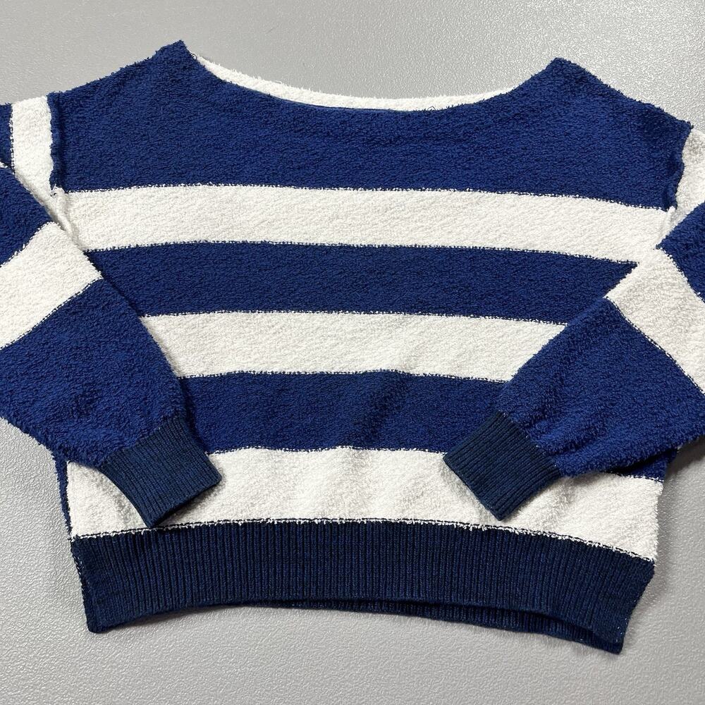 FREE PEOPLE Candyland Sweater Medium Pullover Nautical Striped Terry Cloth